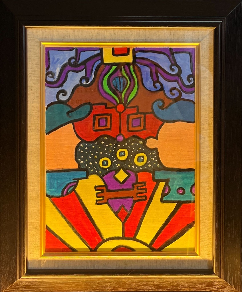 逆さ絵の遊び（絵画）アクリル画